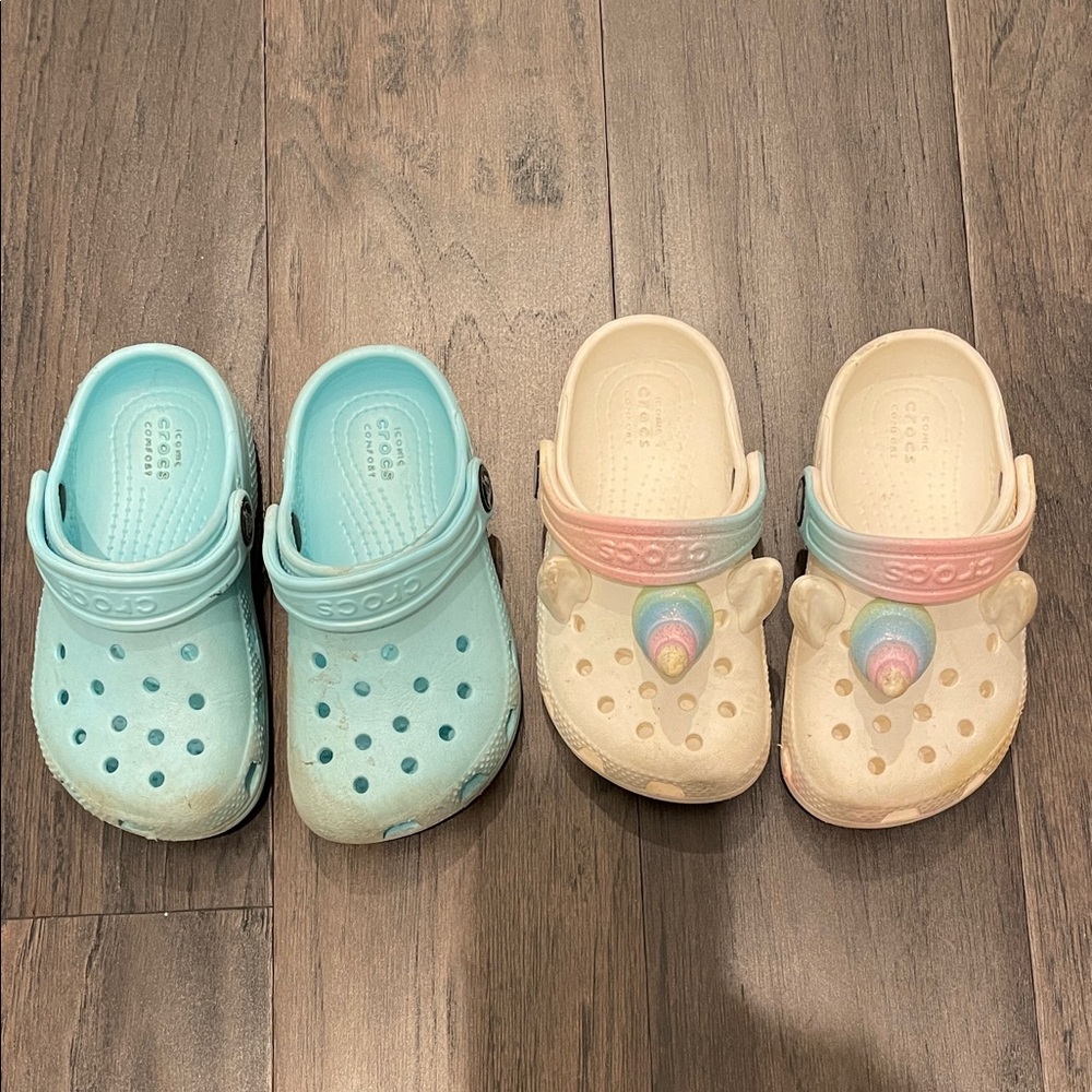 CROCS Kids Clogs - Light Blue and Cream